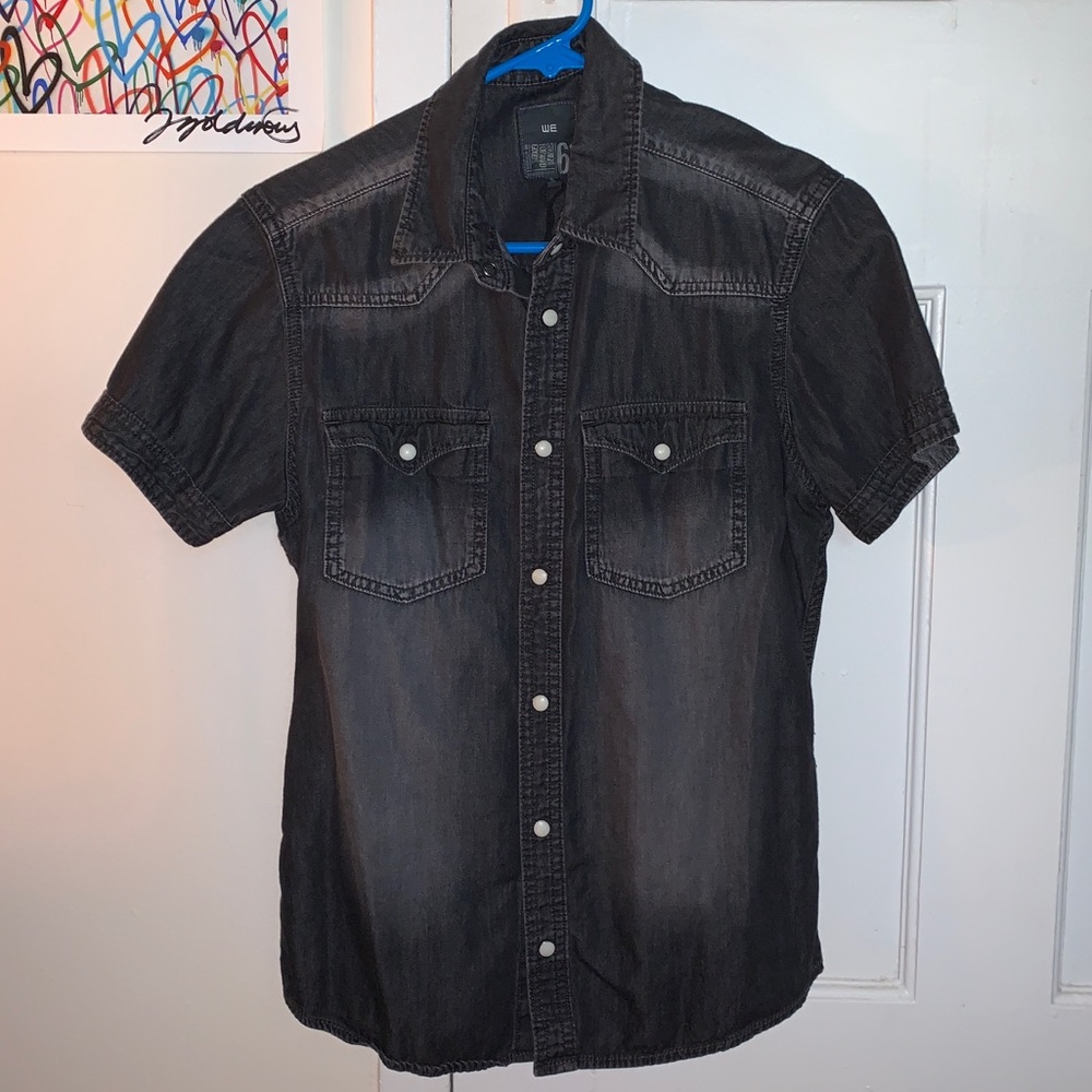 Men’s Black Denim Button Down